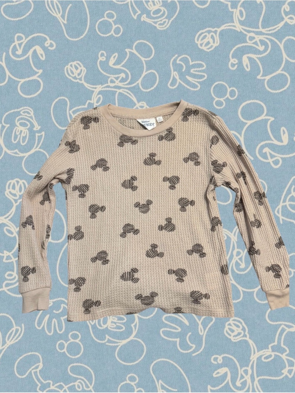 Children's Beige Waffle Thermal Long Sleeve